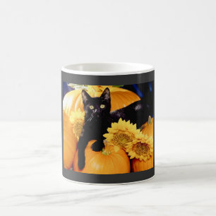 Schwarze Katze Kaffeetasse