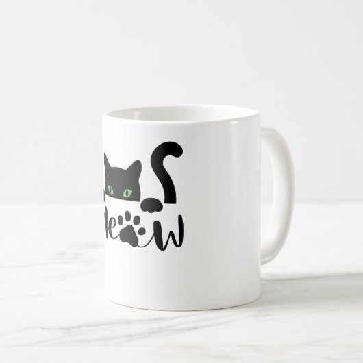 Schwarze Katze Kaffeetasse (VorderseiteRechts)
