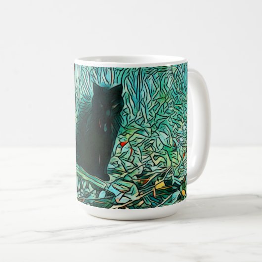 Schwarze Katze Kaffeetasse (VorderseiteRechts)