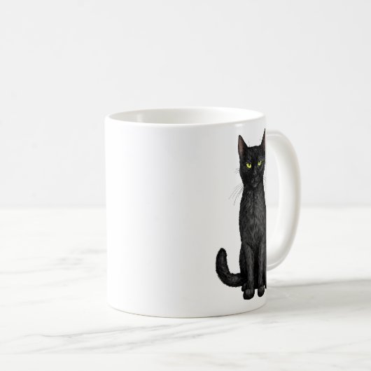 Schwarze Katze Kaffeetasse (VorderseiteRechts)