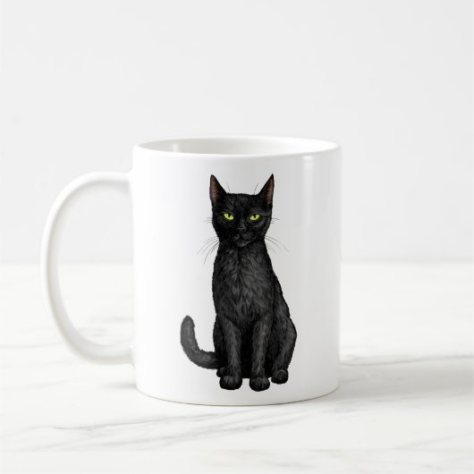 Schwarze Katze Kaffeetasse (Links)