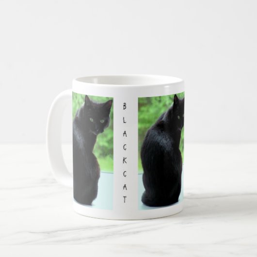 Schwarze Katze Kaffeetasse (Vorderseite Links)
