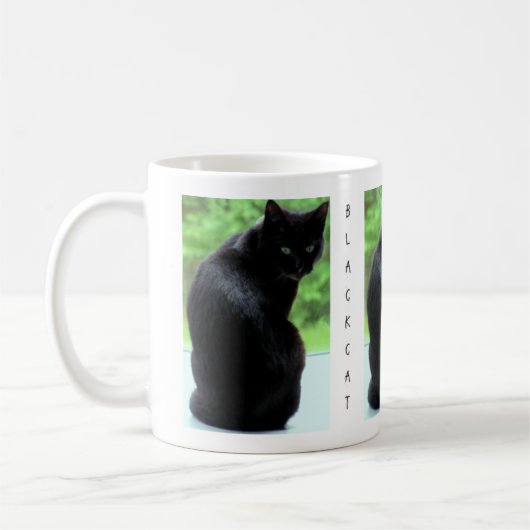 Schwarze Katze Kaffeetasse (Links)