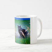 Schwarze Katze Kaffeetasse (VorderseiteRechts)