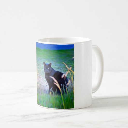 Schwarze Katze Kaffeetasse (VorderseiteRechts)