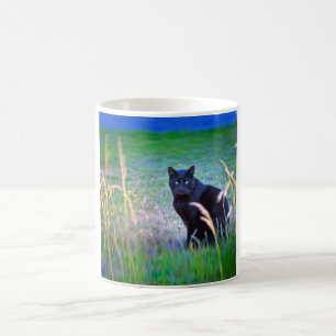 Schwarze Katze Kaffeetasse