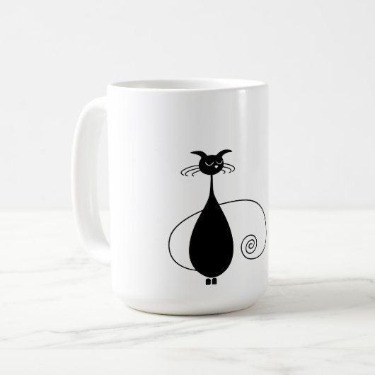 Schwarze Katze Kaffeetasse (Vorderseite Links)