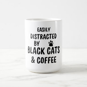 Schwarze-Katze-Kaffeetasse – Leicht abgelenkt von Kaffeetasse