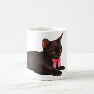 Schwarze Katze Kaffeetasse, Zweifarbiges Keramik,  Kaffeetasse