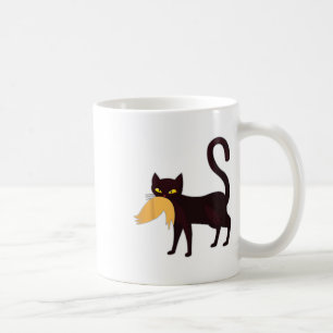 Schwarze Katze Kamala Harris mit Trump-Haar sarkas Kaffeetasse