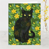 Schwarze Katze Karte (Gelbe Blume)