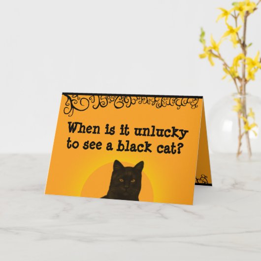 Schwarze Katze Karte (Gelbe Blume)