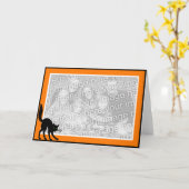 Schwarze Katze Karte (Gelbe Blume)