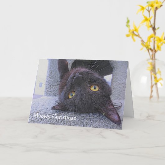 Schwarze Katze Karte (Gelbe Blume)