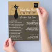 Schwarze Katze, Katterie, Boarding von Haustieren, Flyer (Hand)
