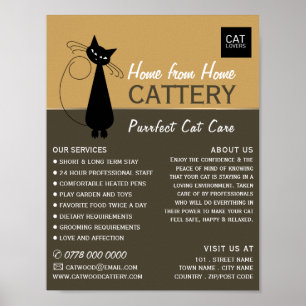 Schwarze Katze, Katterie, Boarding von Haustieren, Poster