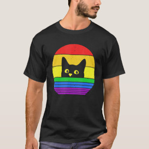 Schwarze Katze Katze Kätzchen LGBTQ Stolz LGBT Fla T-Shirt