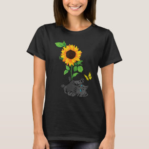 Schwarze Katze Katzen Und Sonnenblumen Kätzchen So T-Shirt