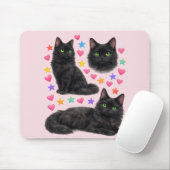 schwarze Katze kawaii süße Regenbogen Haustier Mam Mousepad (Mit Mouse)