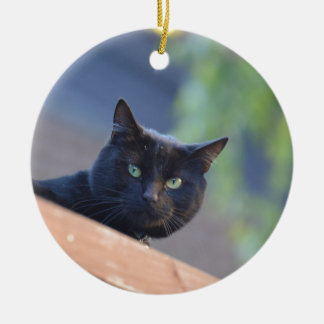 Schwarze Katze Keramik Ornament