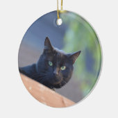 Schwarze Katze Keramik Ornament (Links)
