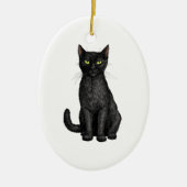 Schwarze Katze Keramik Ornament (Vorne)