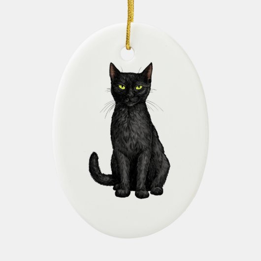 Schwarze Katze Keramik Ornament (Vorne)