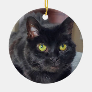 Schwarze Katze Keramik Ornament