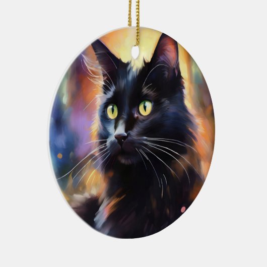 Schwarze Katze Keramik Ornament (Rechts)