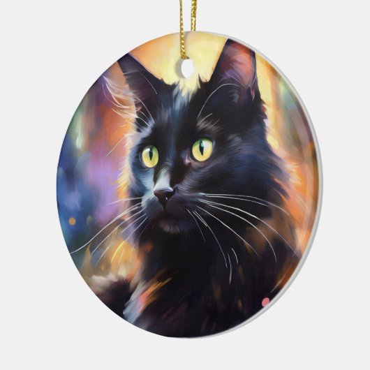 Schwarze Katze Keramik Ornament (Links)