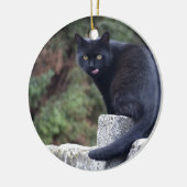 Schwarze Katze Keramik Ornament (Links)