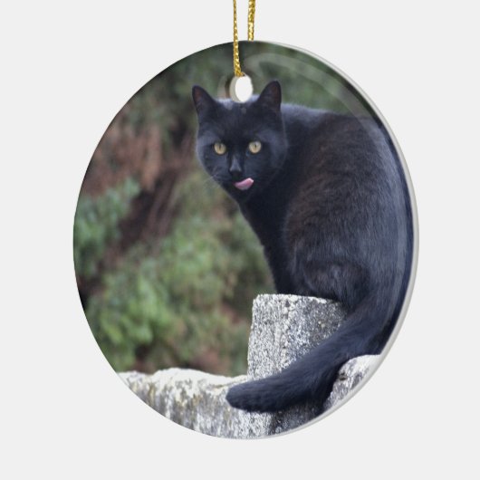 Schwarze Katze Keramik Ornament (Links)