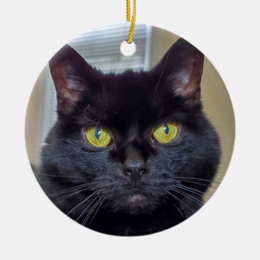 Schwarze Katze Keramik Ornament (Vorne)