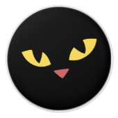 Schwarze Katze Keramikknauf (Vorderseite)
