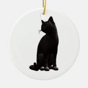 Schwarze Katze Keramikornament