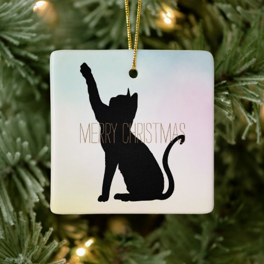 Schwarze Katze Keramikornament (Baum)