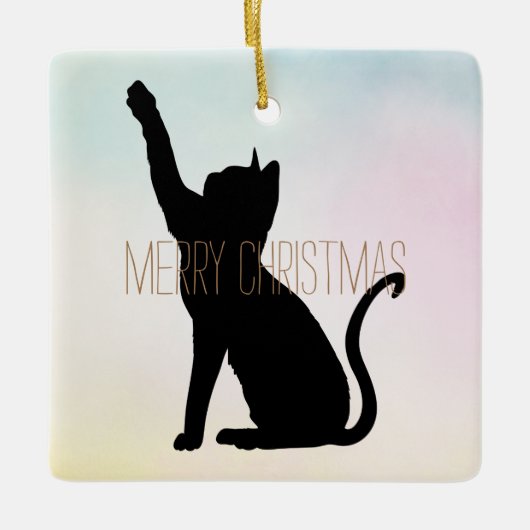 Schwarze Katze Keramikornament (Vorderseite)