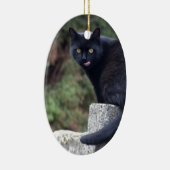 Schwarze Katze Keramikornament (Rechts)
