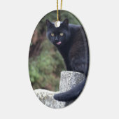 Schwarze Katze Keramikornament (Links)