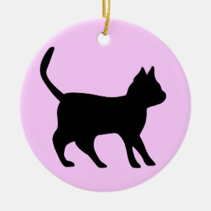 Schwarze Katze Keramikornament