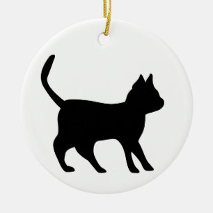 Schwarze Katze Keramikornament