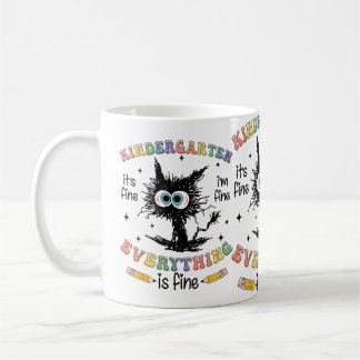 Schwarze Katze Kindergarten Es ist in Ordnung Ich  Kaffeetasse