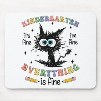Schwarze Katze Kindergarten Es ist in Ordnung Ich  Mousepad