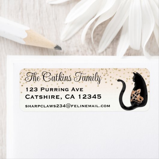 Schwarze Katze, klassische Rücksendeadresse (Insitu)