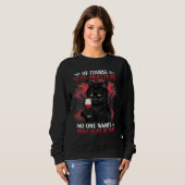 Schwarze Katze, kleines Glas Wein Sweatshirt (Vorne ganz)