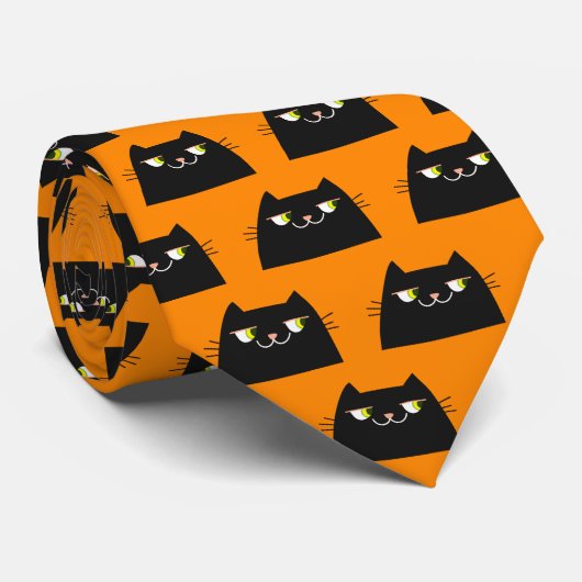 Schwarze Katze Krawatte (Gerollt)