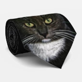 Schwarze Katze Krawatte (Gerollt)