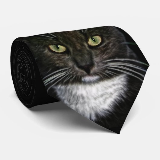 Schwarze Katze Krawatte (Gerollt)