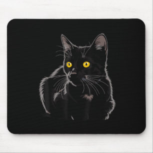 Schwarze Katze Kunst Grafik mit gelben Augen Cool Mousepad
