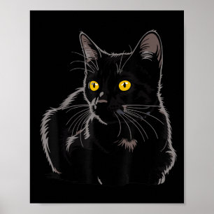 Schwarze Katze Kunst Grafik mit gelben Augen Cool Poster